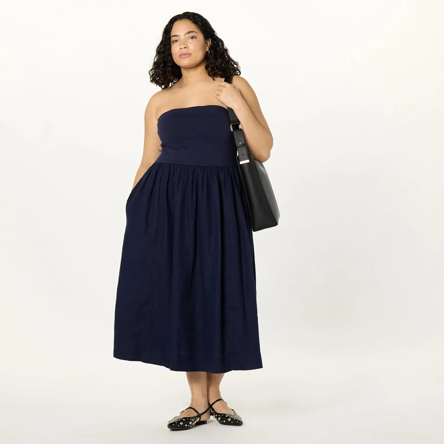 The Drop Women's Hellen Strapless Mixed Media Maxi Dress