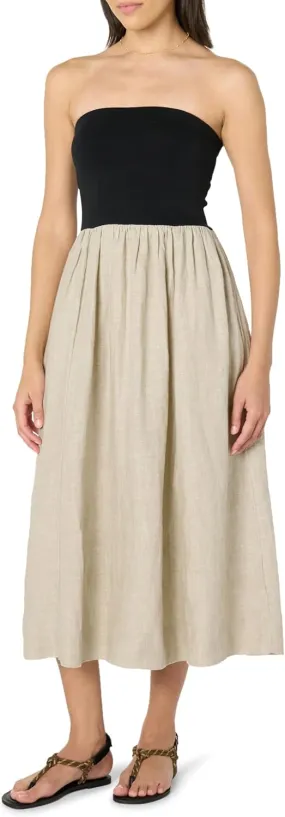 The Drop Women's Hellen Strapless Mixed Media Maxi Dress