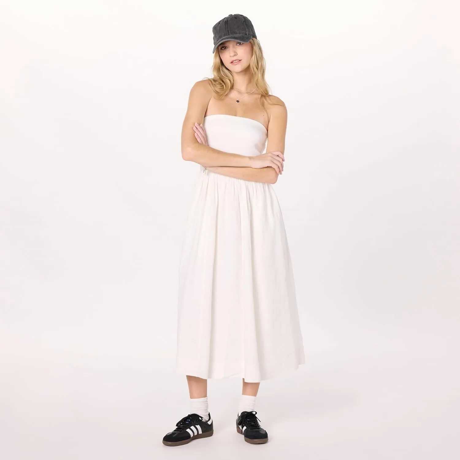 The Drop Women's Hellen Strapless Mixed Media Maxi Dress
