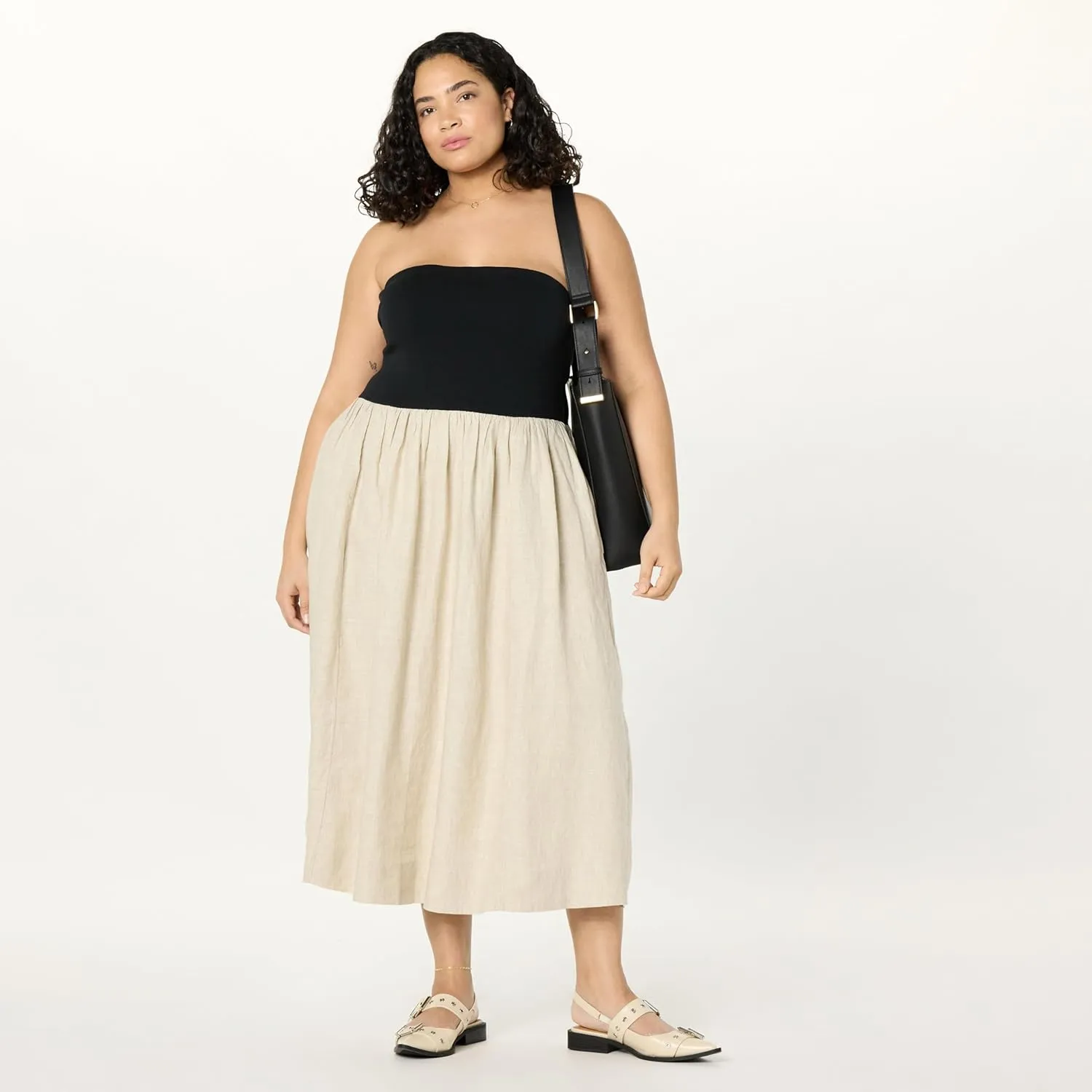 The Drop Women's Hellen Strapless Mixed Media Maxi Dress