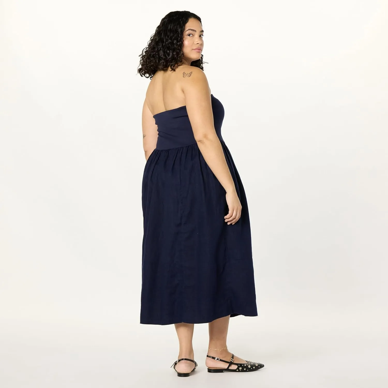 The Drop Women's Hellen Strapless Mixed Media Maxi Dress