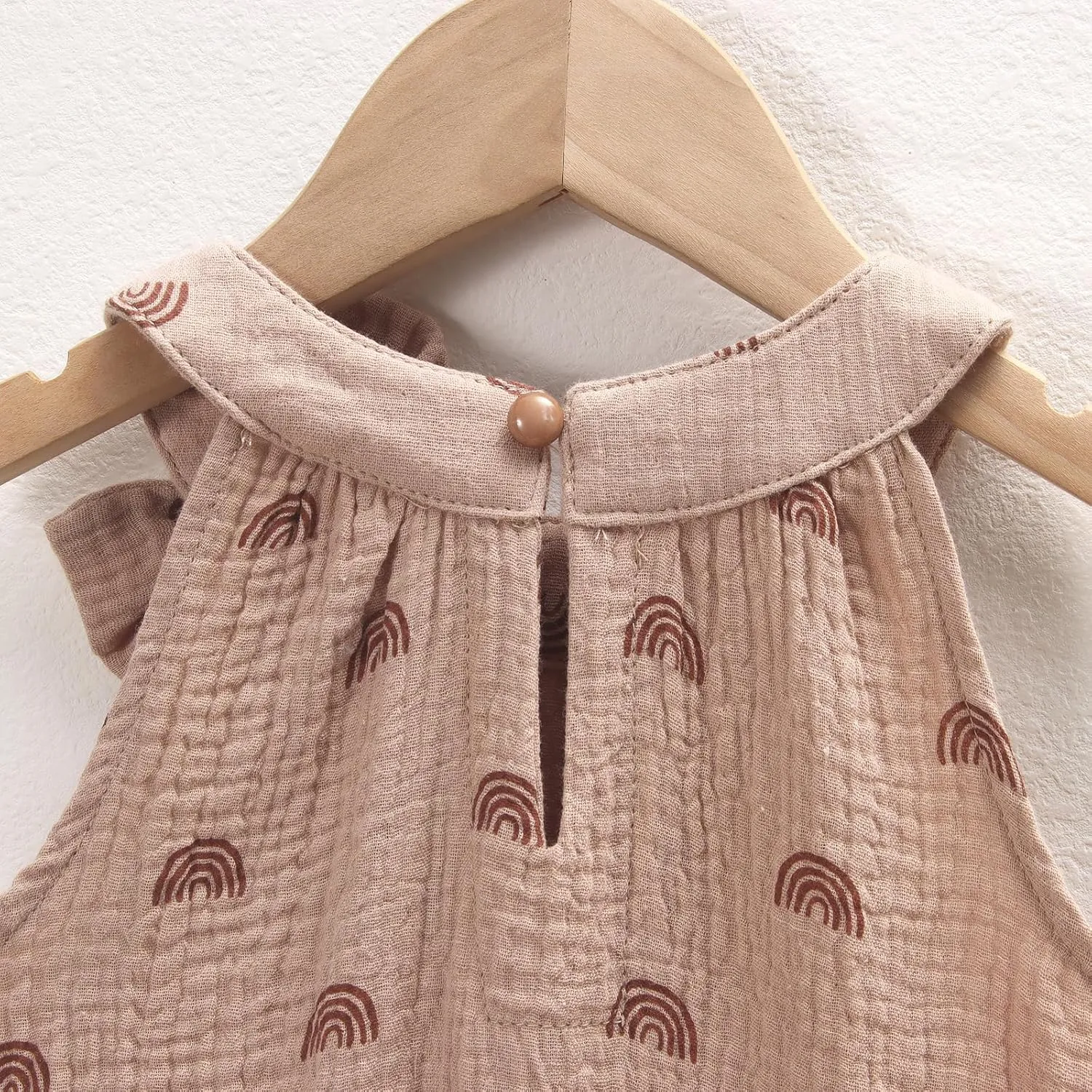 Toddler Baby Girl Cotton Linen Dress Sleeveless Bowknot Rainbow A-Line Dresses Kid Casual Beach Sundress