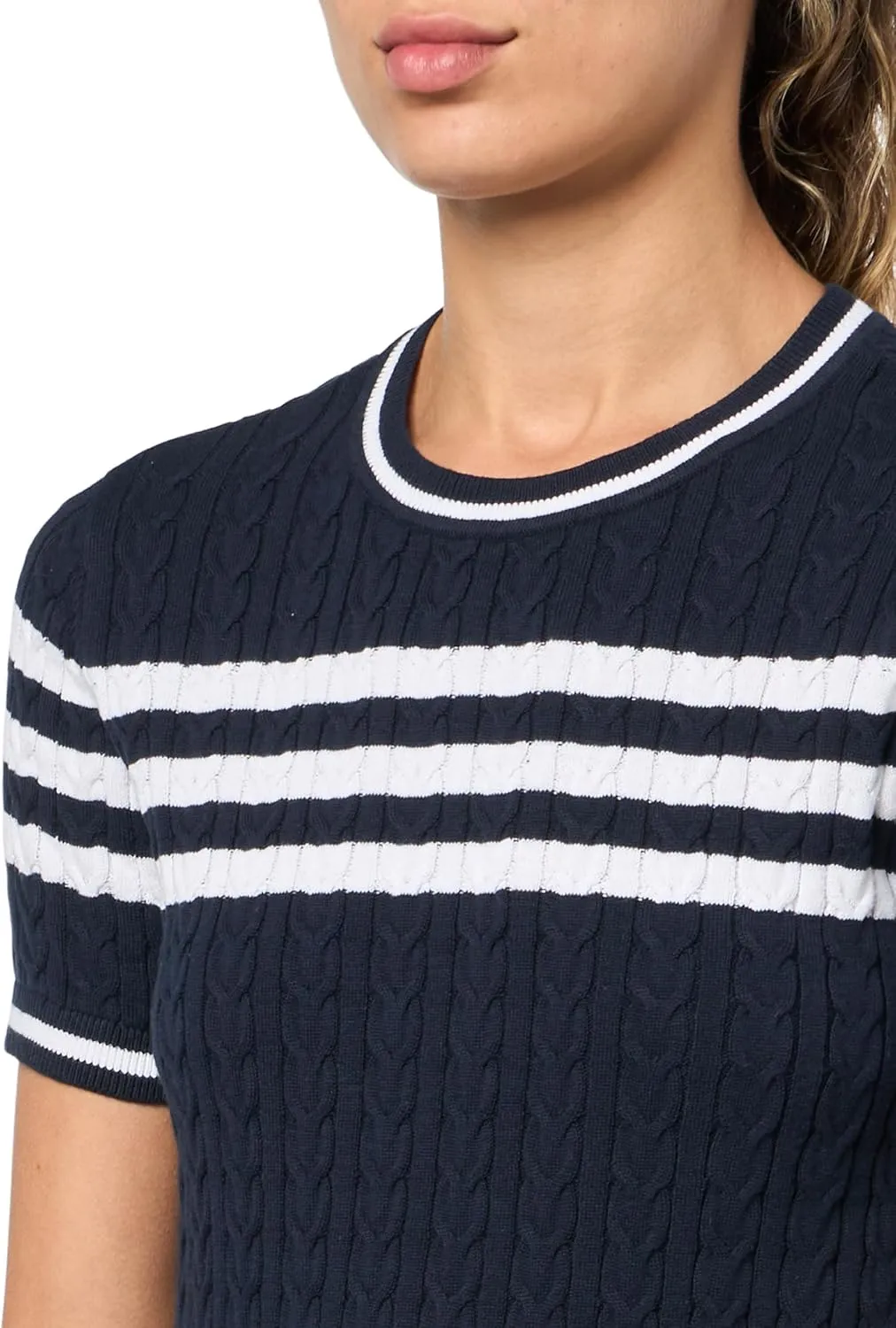 Tommy Hilfiger Women's Short Sleeve Cable Knit Sweater