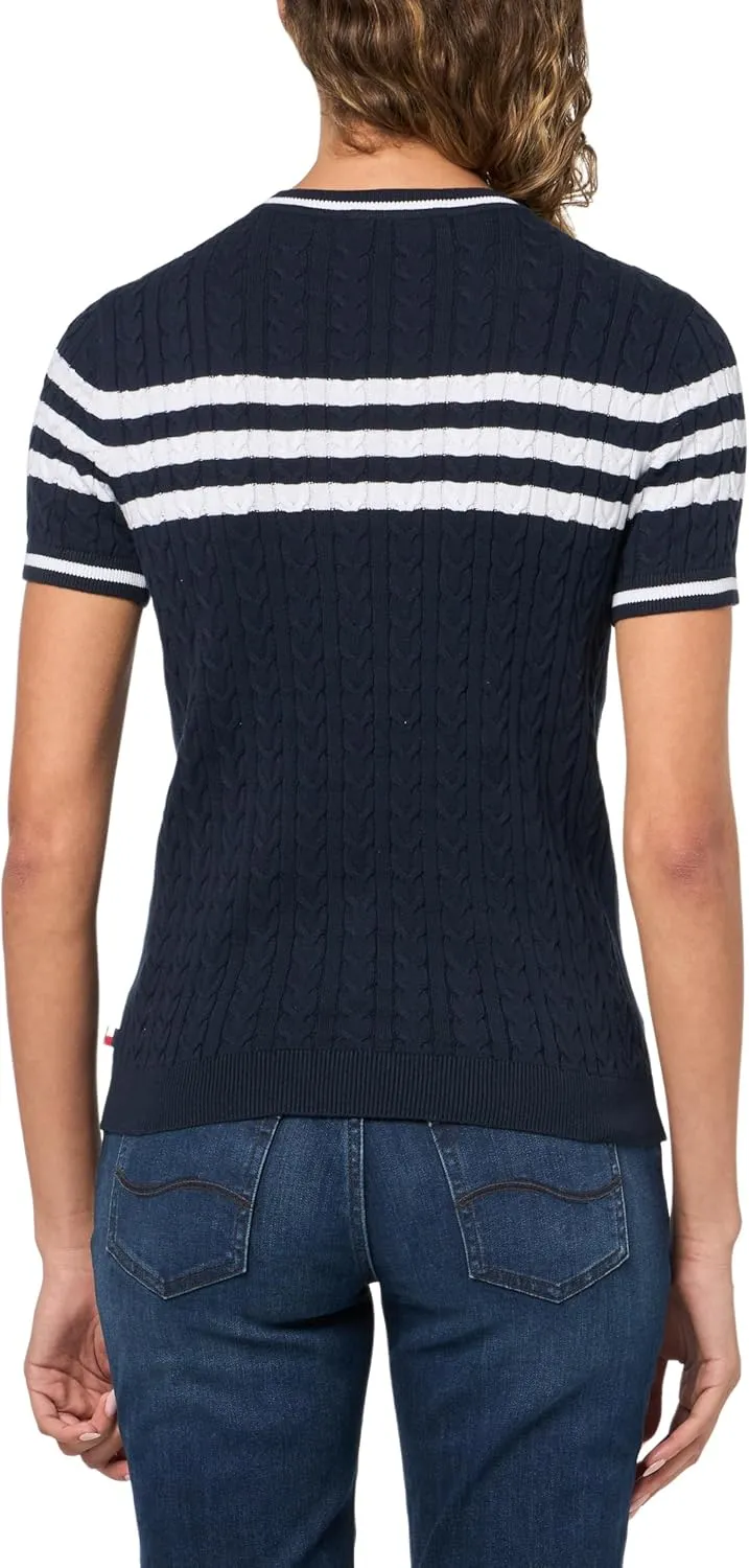 Tommy Hilfiger Women's Short Sleeve Cable Knit Sweater
