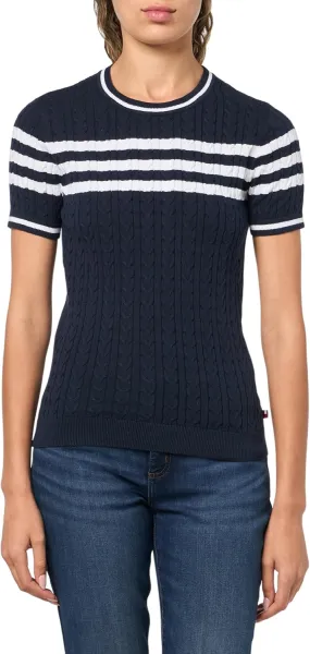 Tommy Hilfiger Women's Short Sleeve Cable Knit Sweater