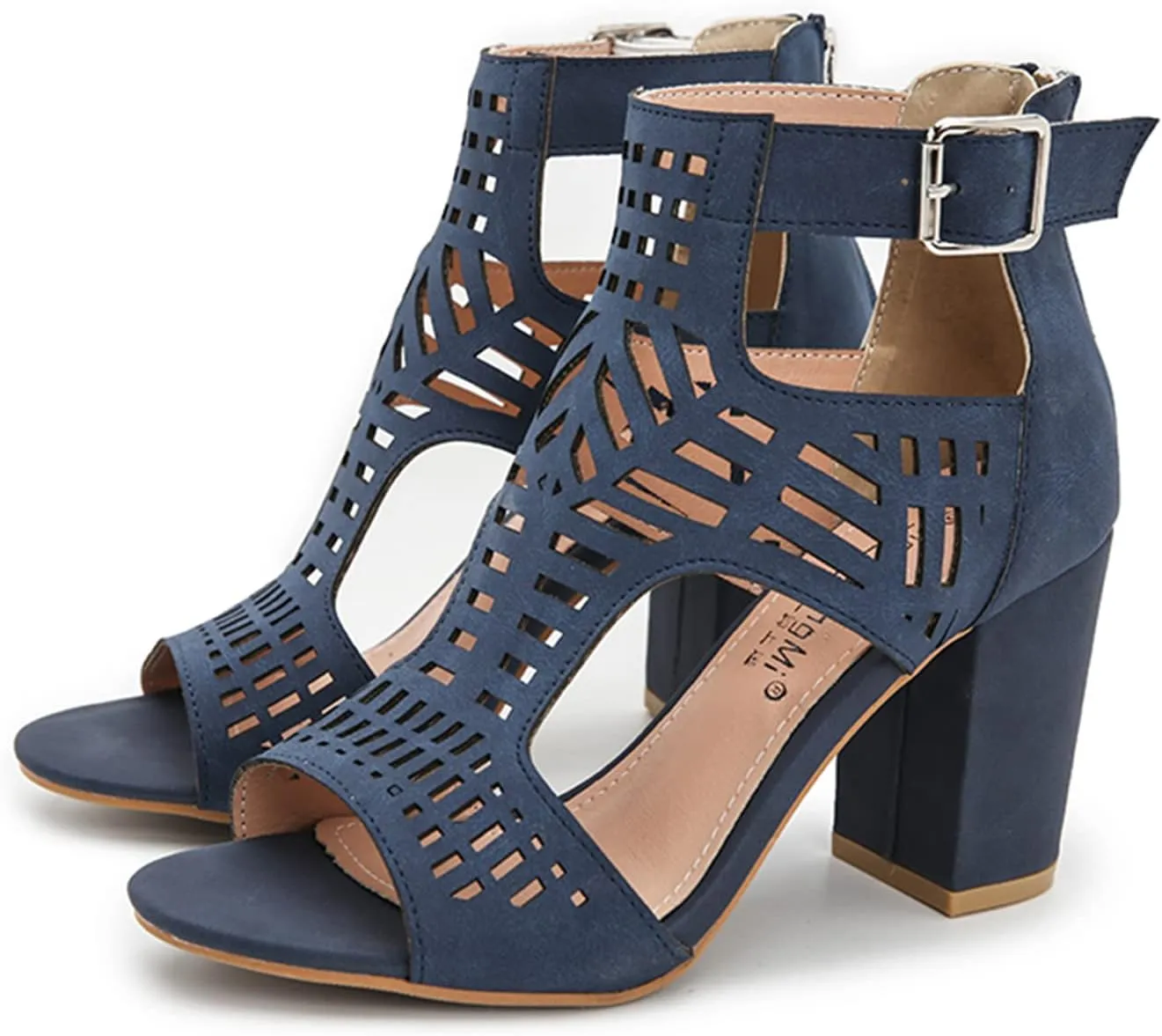 UOQAPRE Chunky Heeled Sandals for Womens Bohemian Cutout Open Toe Summer Block Womens Heeled Party Dress Sandals