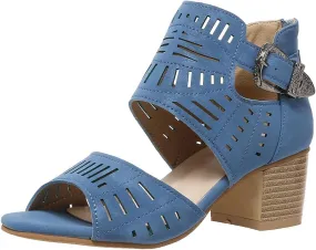 UOQAPRE Chunky Heeled Sandals for Womens Bohemian Cutout Open Toe Summer Block Womens Heeled Party Dress Sandals