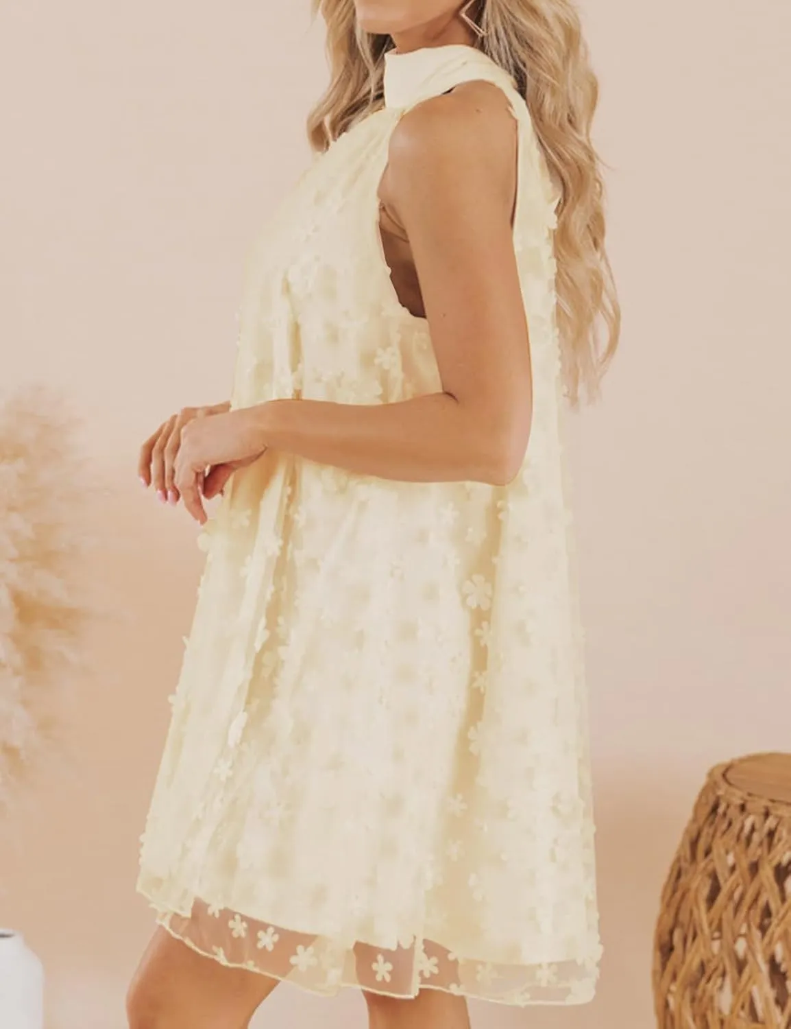 VIMPUNEC 2024 Womens Summer Wedding Guest Formal Dresses Cocktail Halter Swing Dress Cute A Line Mini Homecoming Dress