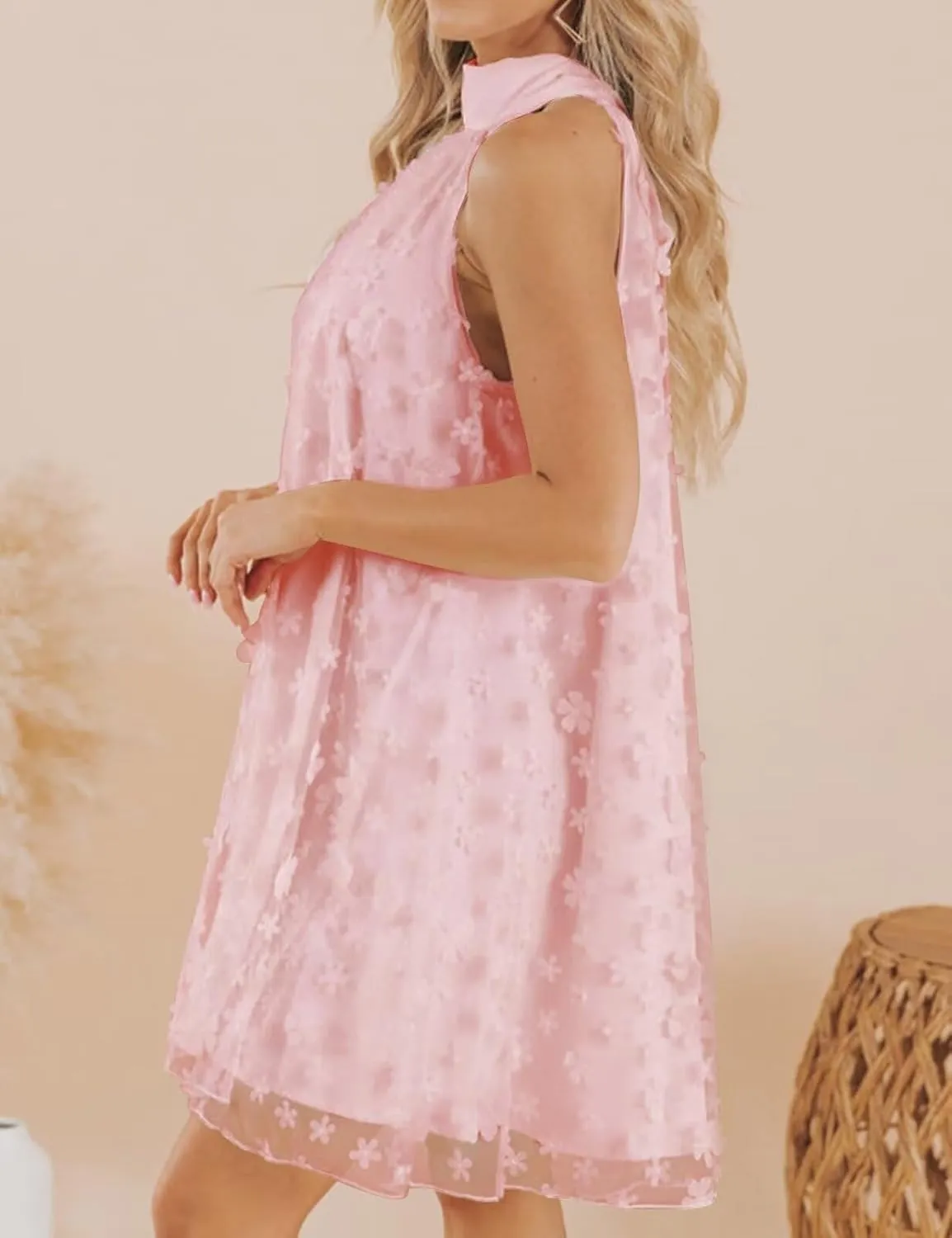 VIMPUNEC 2024 Womens Summer Wedding Guest Formal Dresses Cocktail Halter Swing Dress Cute A Line Mini Homecoming Dress