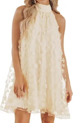 VIMPUNEC 2024 Womens Summer Wedding Guest Formal Dresses Cocktail Halter Swing Dress Cute A Line Mini Homecoming Dress