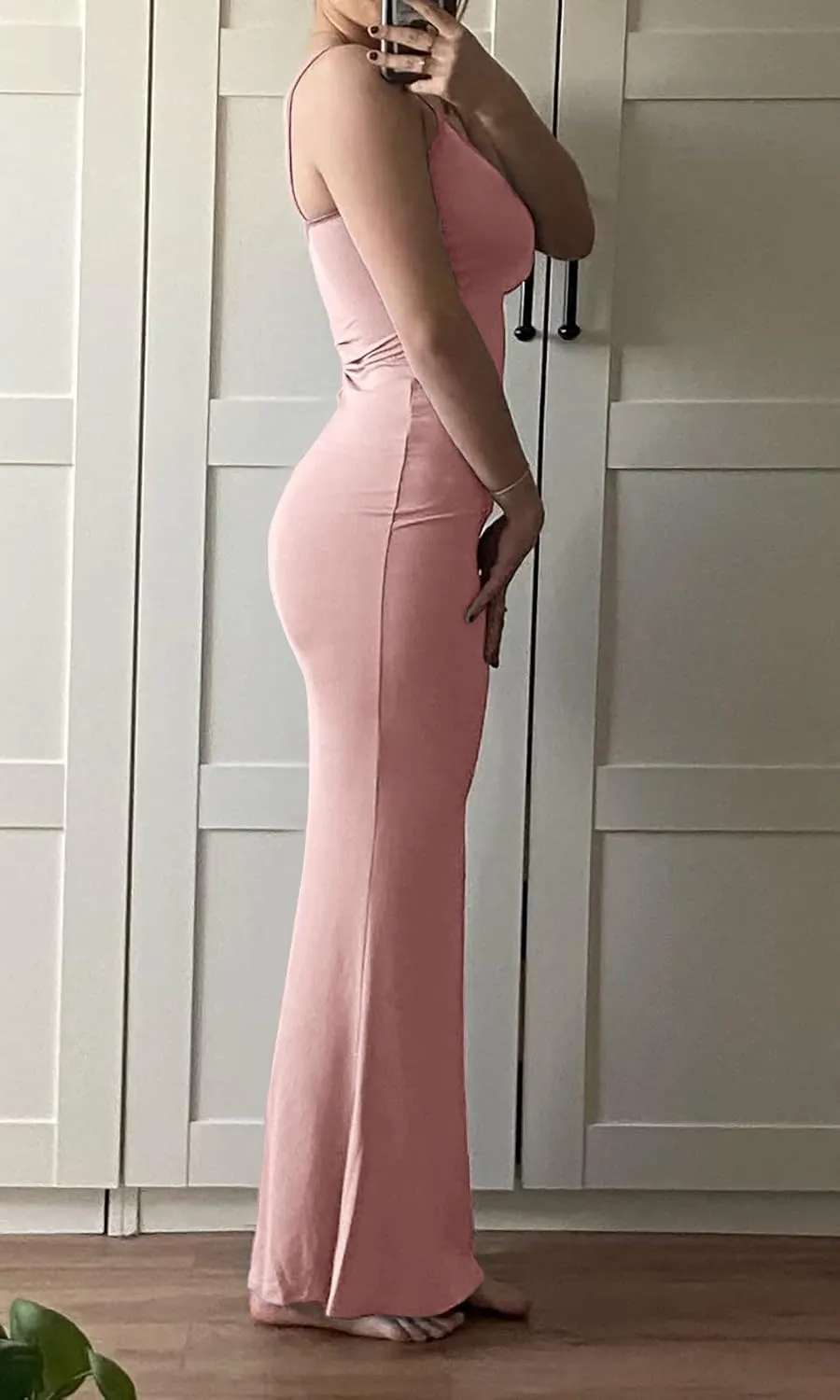 VIUTIL Women's Maxi Bodycon Dress Sexy Spaghetti Strap Sleeveless Tight Slip Long Dresses 2023