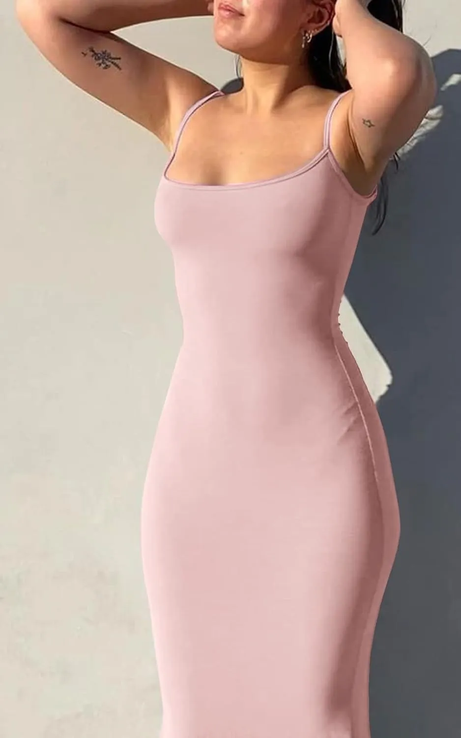 VIUTIL Women's Maxi Bodycon Dress Sexy Spaghetti Strap Sleeveless Tight Slip Long Dresses 2023