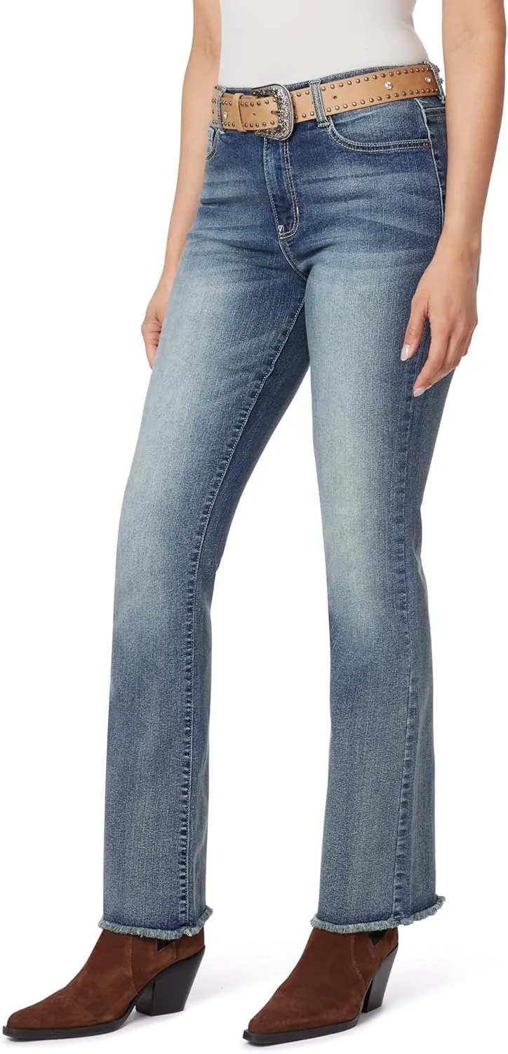 WallFlower Women's Fearless Curvy Belted Flare High Rise Insta Vintage Juniors Jeans