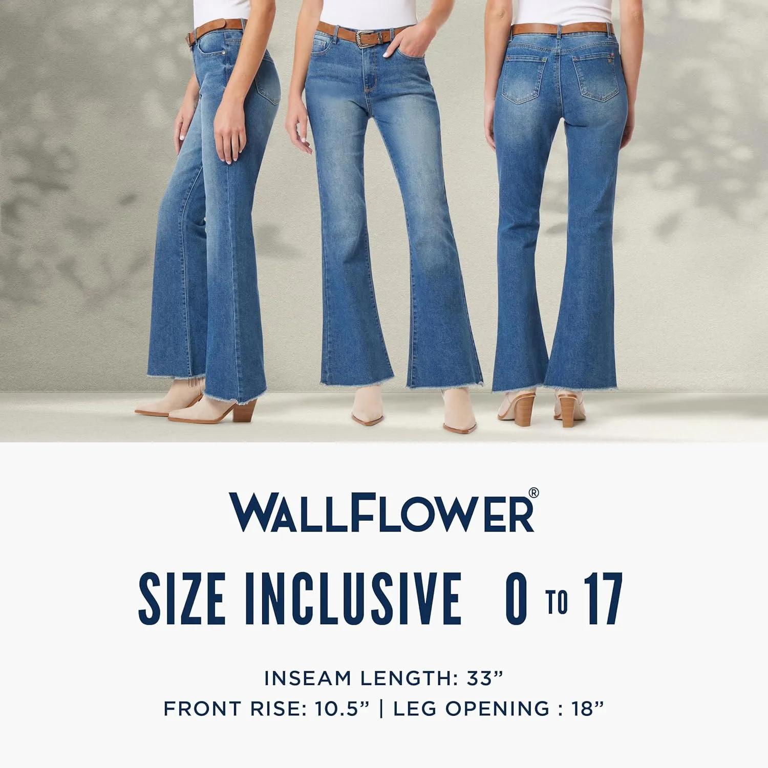 WallFlower Women's Fearless Curvy Belted Flare High Rise Insta Vintage Juniors Jeans
