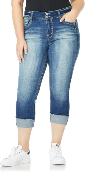 WallFlower Women's Luscious Curvy 23.5'' Crop Mid-Rise Insta Stretch Juniors (Standard and Plus)