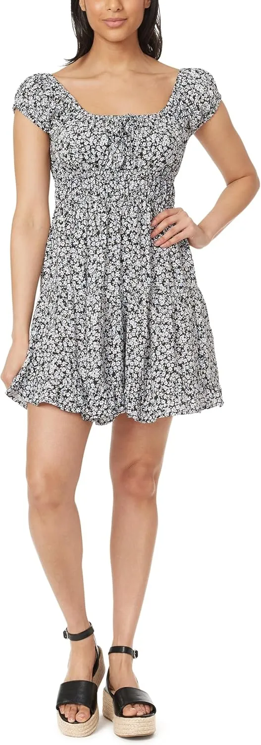 WallFlower Women's Nikki Rayon Challis Prairie Mini Dress