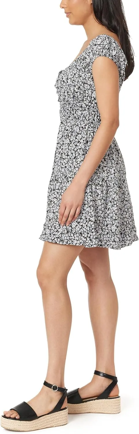 WallFlower Women's Nikki Rayon Challis Prairie Mini Dress