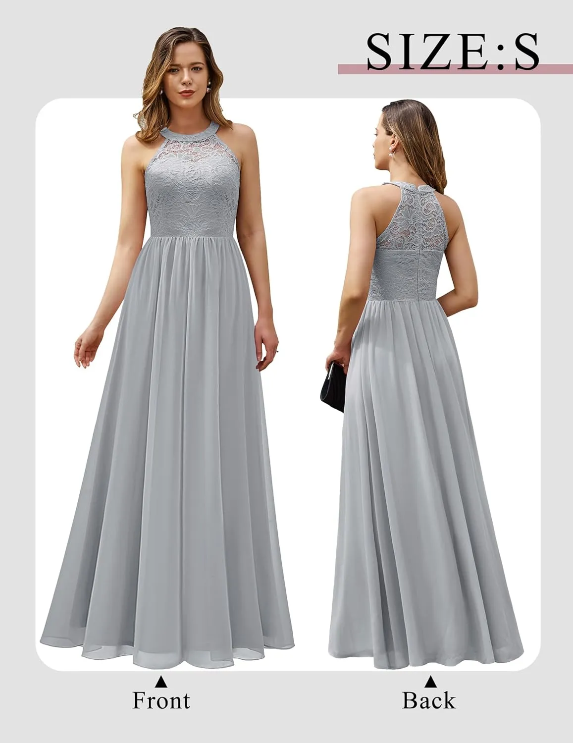 Wedtrend Women's Formal Dress, Halter Long Prom Dress Floral Lace Bridesmaid Dresses