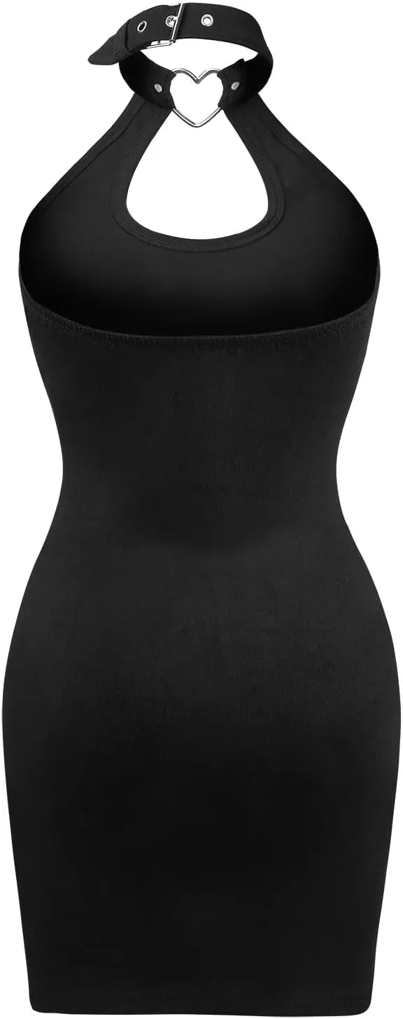 Women Cotton Overall Vampy Collared Bodycon Mini Dress Skirt