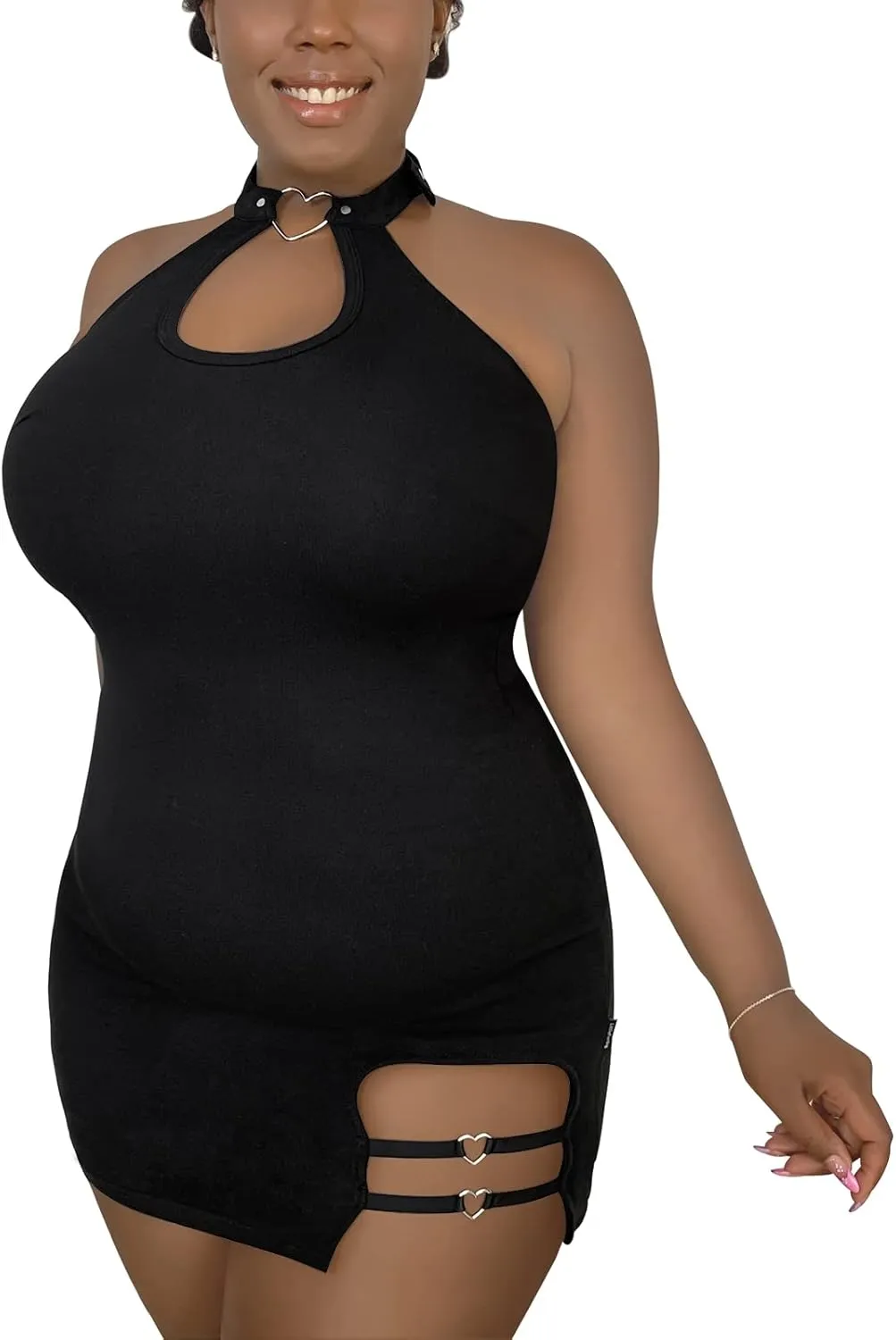 Women Cotton Overall Vampy Collared Bodycon Mini Dress Skirt