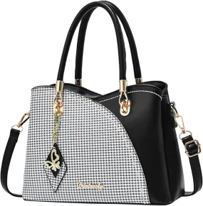 Women Handbag Large Capacity Plaid Contrast Color Middle One Shoulder Messenger Bag Bag Charms for Bags