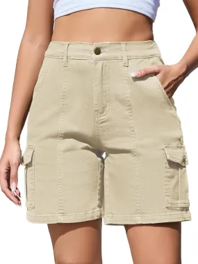 Women Stretchy Bermuda Shorts High Waisted Jean Shorts for Women Summer Cargo Shorts 7 Inch Inseam Jorts