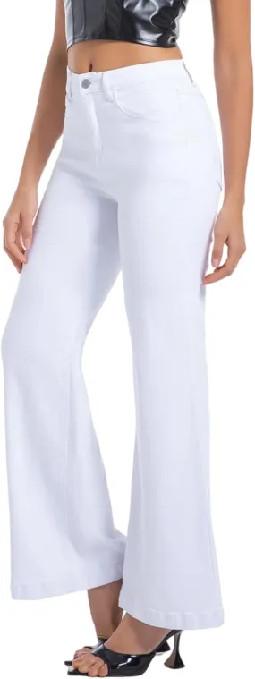 Women's Bell Bottom Jeans High Waisted Stretchy Curvy Flare Denim Pants