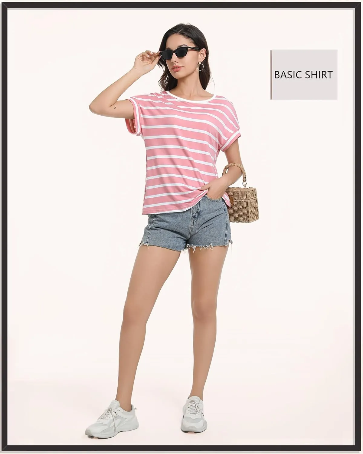 Women's Casual Striped Spring Summer Tank Tops Crew Neck Sleeveless Shirts Loose Basic Trendy Fashion Clothes