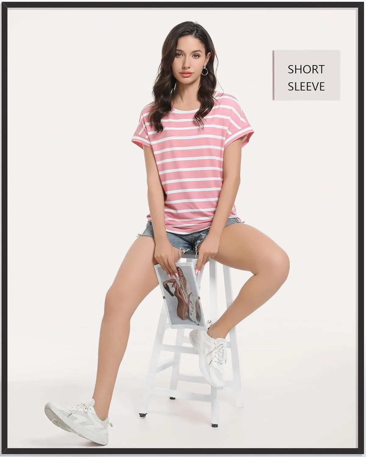 Women's Casual Striped Spring Summer Tank Tops Crew Neck Sleeveless Shirts Loose Basic Trendy Fashion Clothes