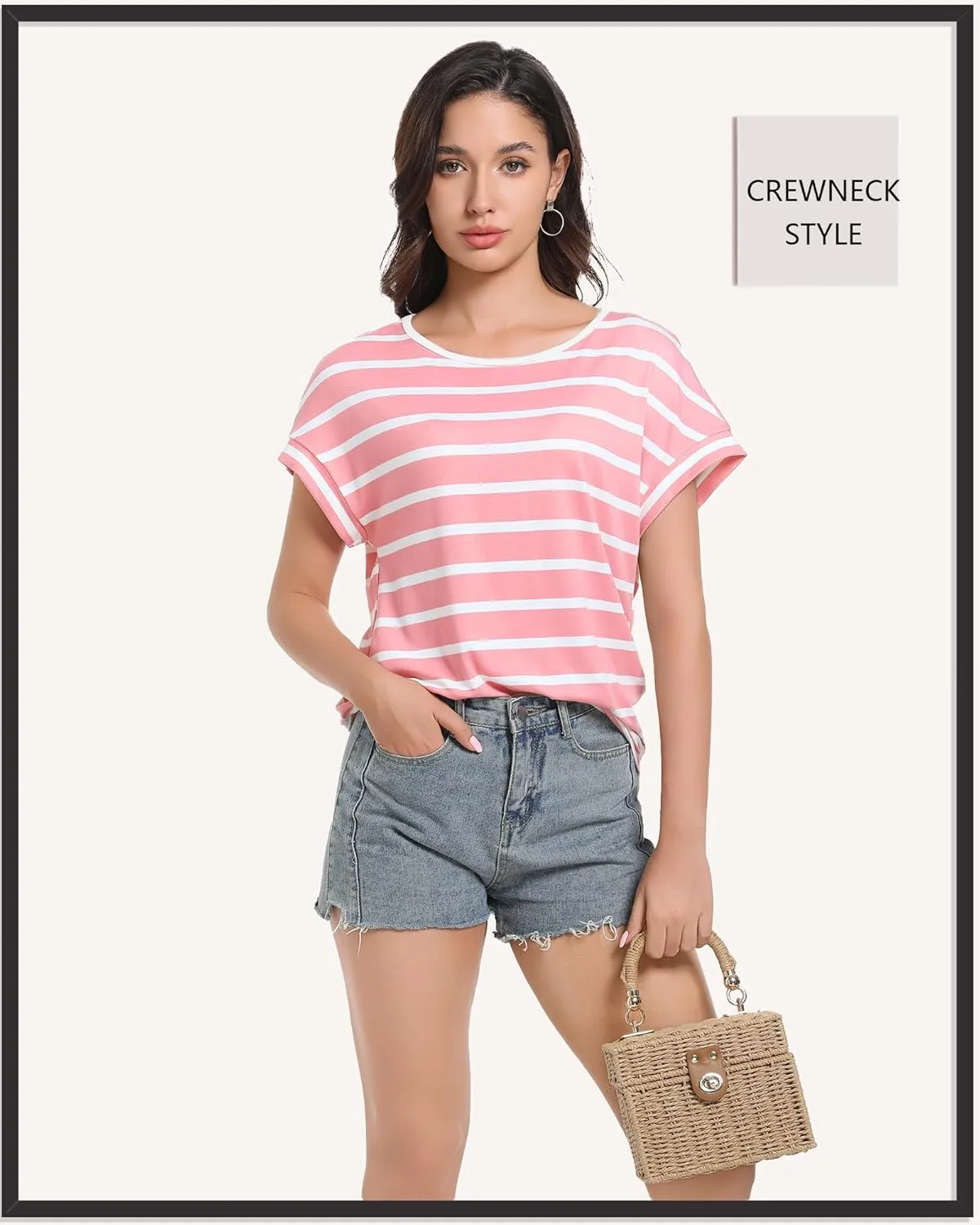 Women's Casual Striped Spring Summer Tank Tops Crew Neck Sleeveless Shirts Loose Basic Trendy Fashion Clothes