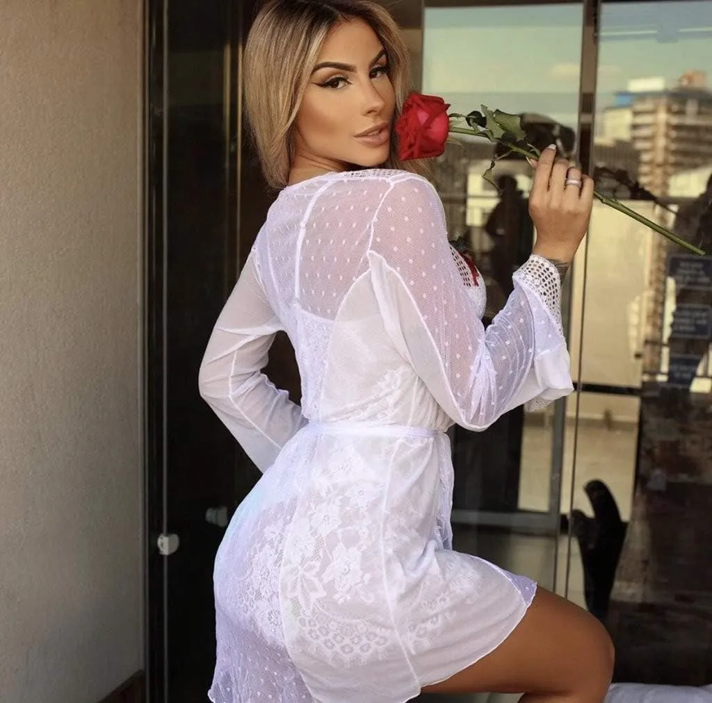Womens Chemise Womens Lingerie Set Sexy Color Block Mesh Nightie Babydoll Lace Embroidered Sheer Dress Naughty Teddy