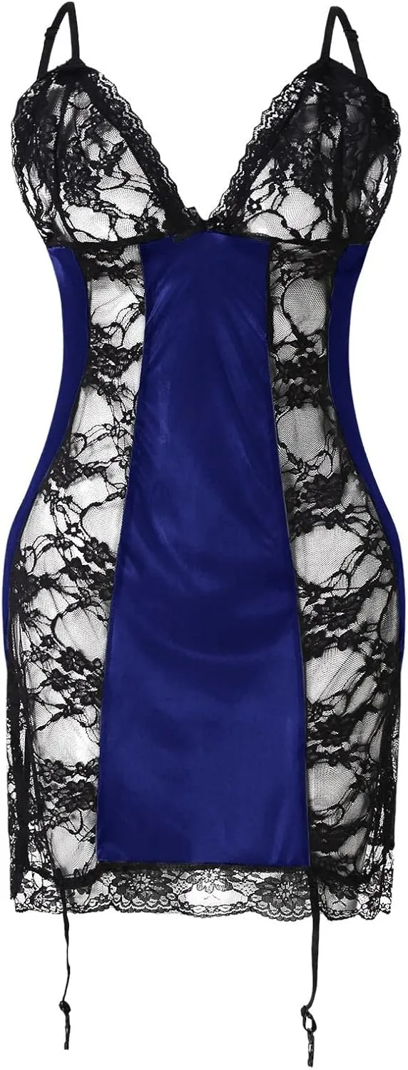Womens Chemise Womens Lingerie Set Sexy Western Lace Babydoll Nightie for Sex Play Nightwear Naughty Lingerie Robes