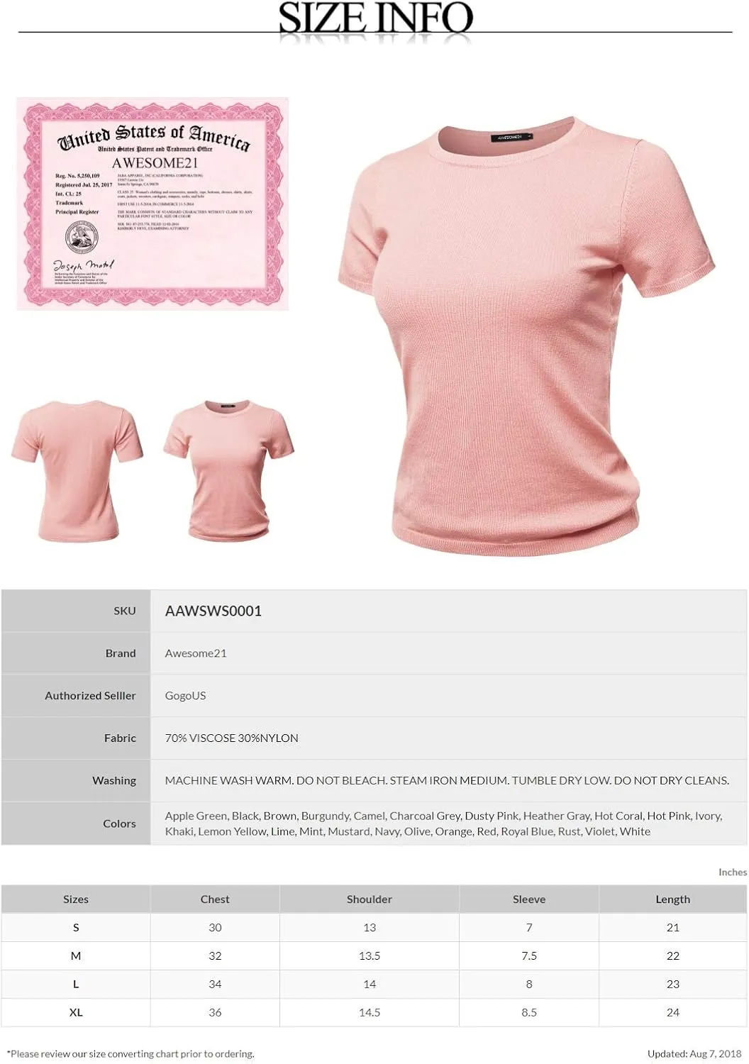 Women's Classic Solid Round Neck Short Sleeve Viscose Knit Sweater Top