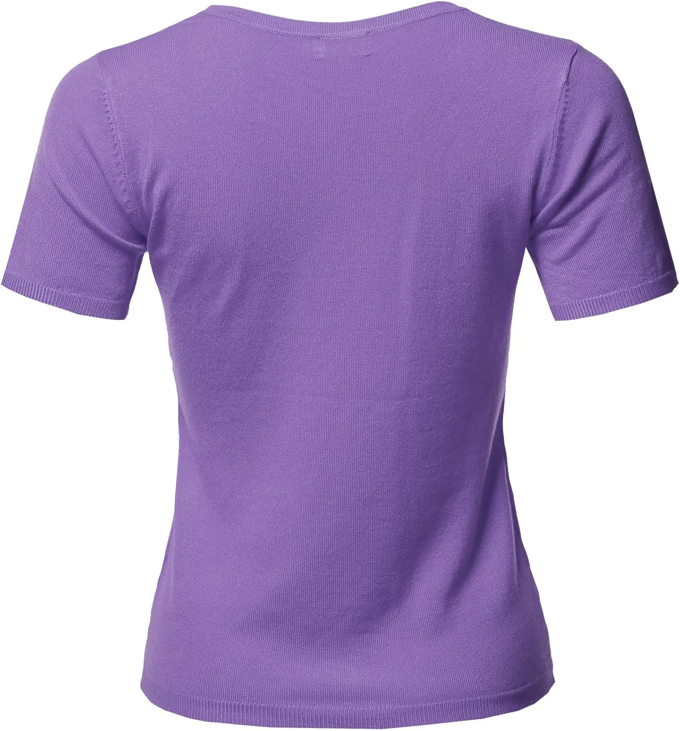 Women's Classic Solid Round Neck Short Sleeve Viscose Knit Sweater Top