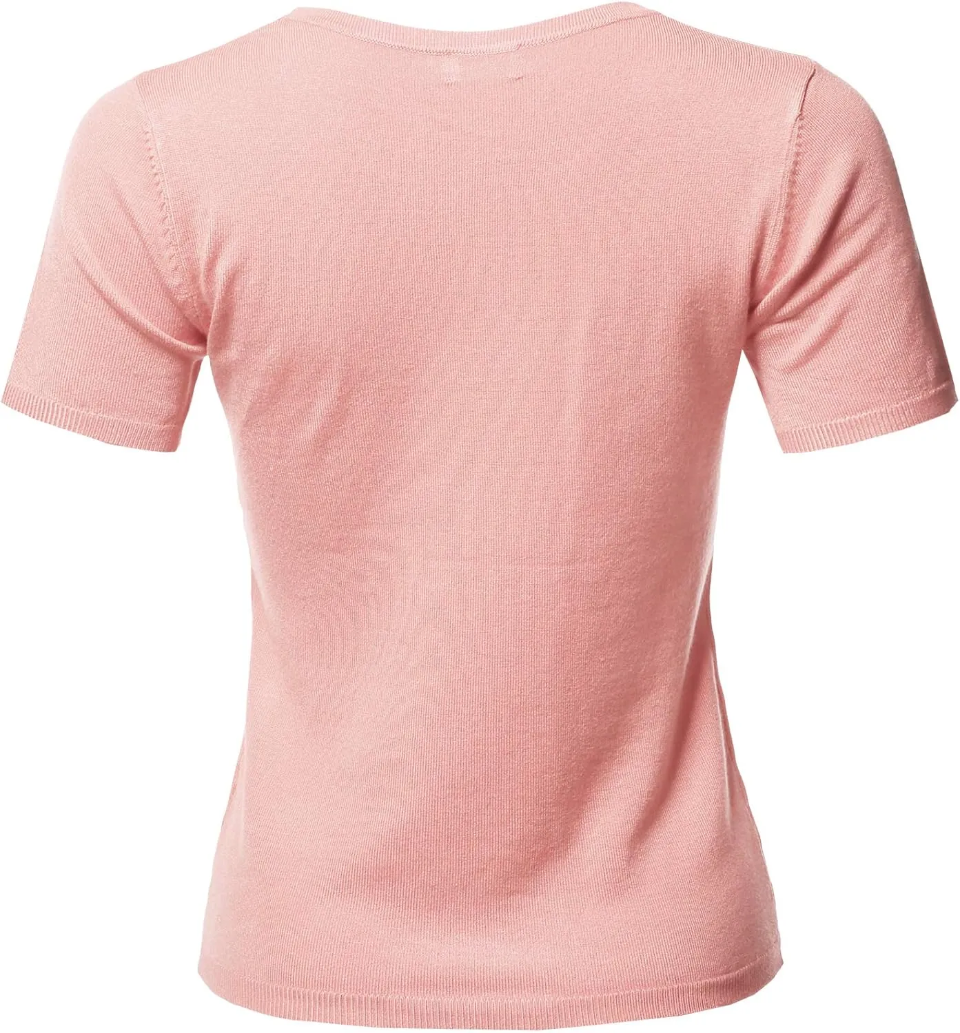 Women's Classic Solid Round Neck Short Sleeve Viscose Knit Sweater Top
