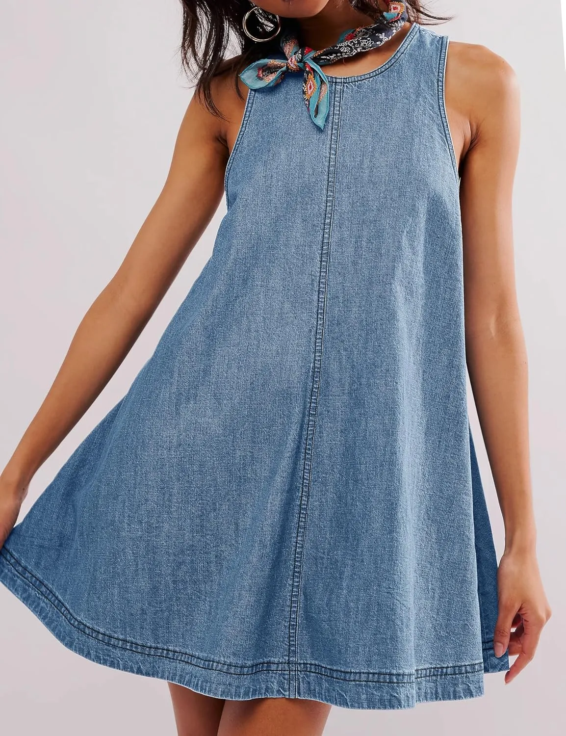 Women??s Denim Dress Summer Casual Sleeveless Jean Mini Dresses with Pockets