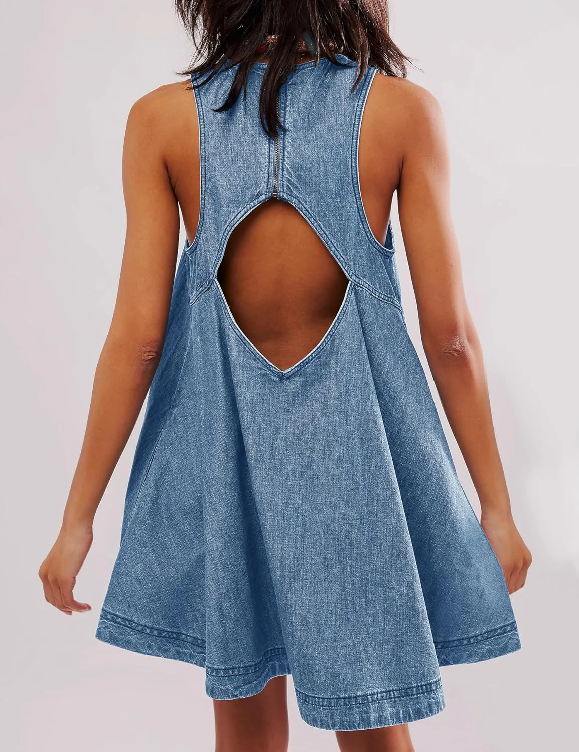 Women??s Denim Dress Summer Casual Sleeveless Jean Mini Dresses with Pockets