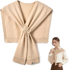 Women's Fashion Knitted Shawl - Khaki Sweater Shawl for Air-Conditioned Rooms