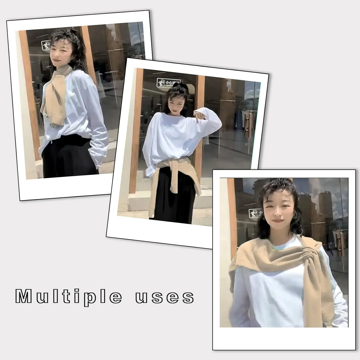 Women's Fashion Knitted Shawl - Khaki Sweater Shawl for Air-Conditioned Rooms