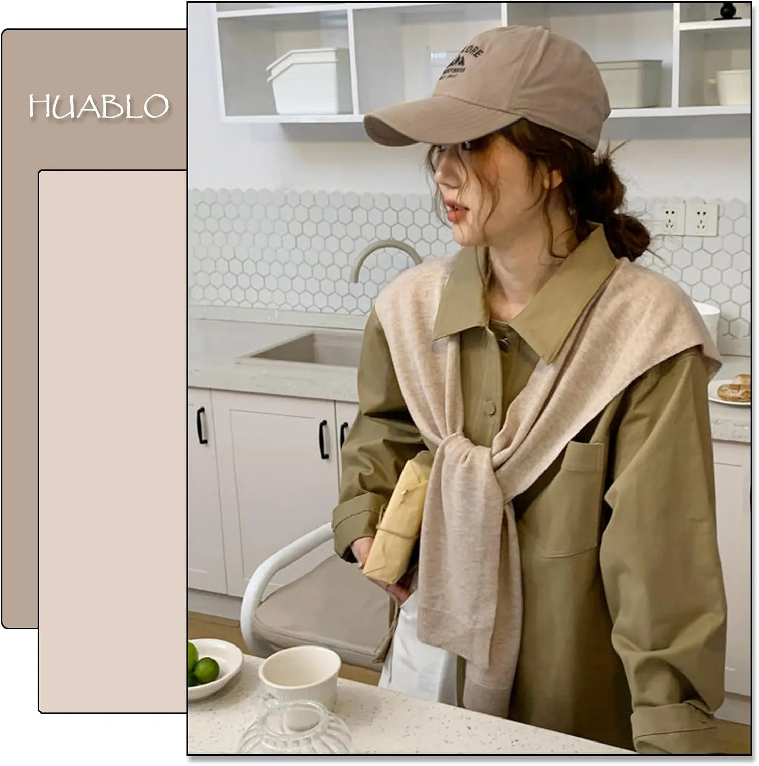 Women's Fashion Knitted Shawl - Khaki Sweater Shawl for Air-Conditioned Rooms