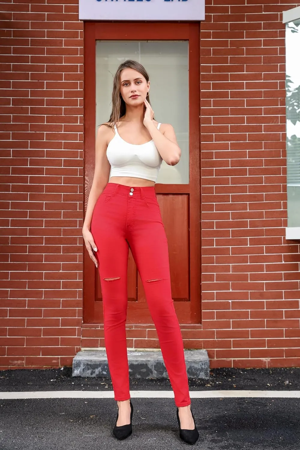 Women??s High Waisted Skinny Stretchy Denim Pants Curvy Jeggings Butt Lifting Jeans