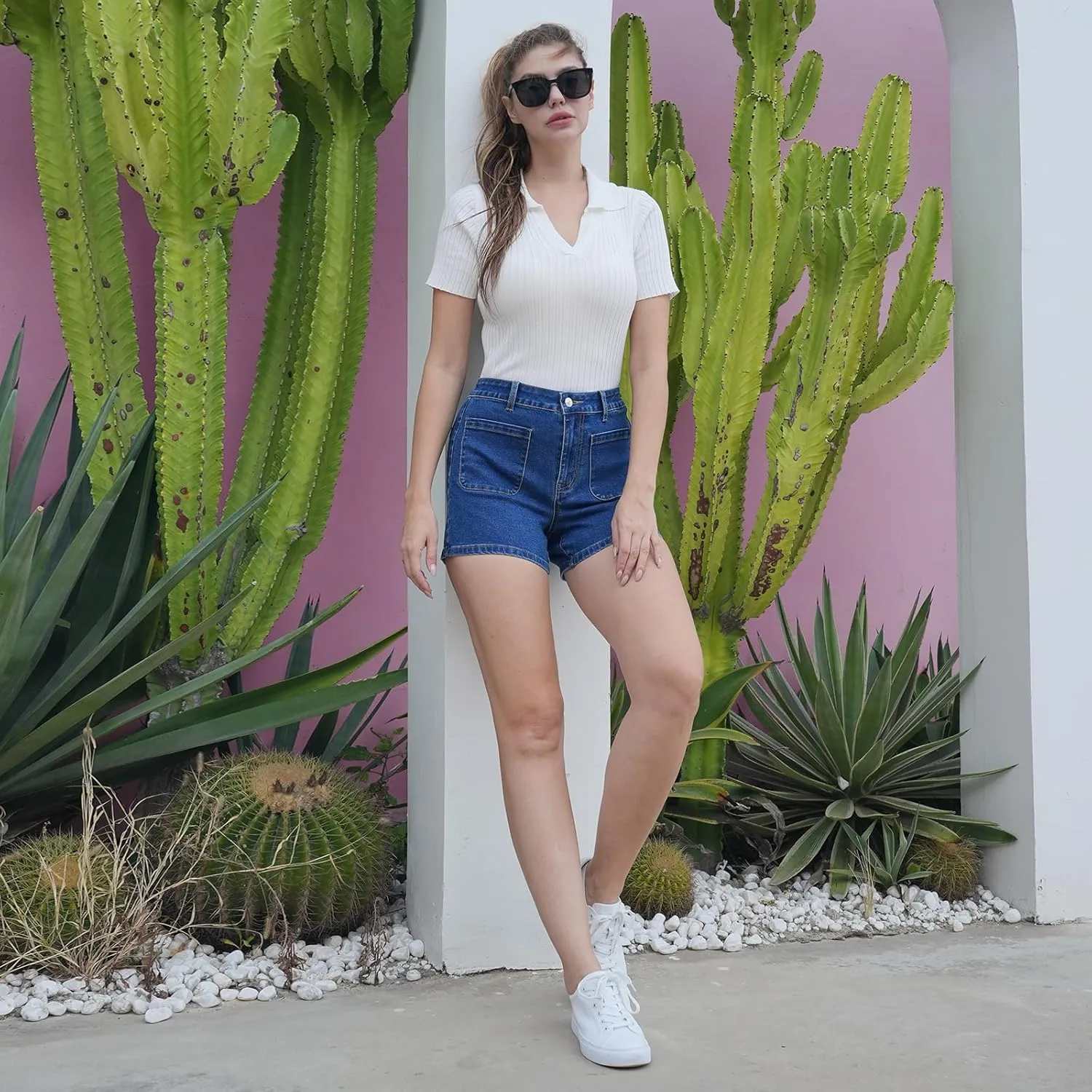 Womens Jean Shorts Fashion Denim Shorts for Women with Pockets Shorts Casual Shorts Stretchy Shorts