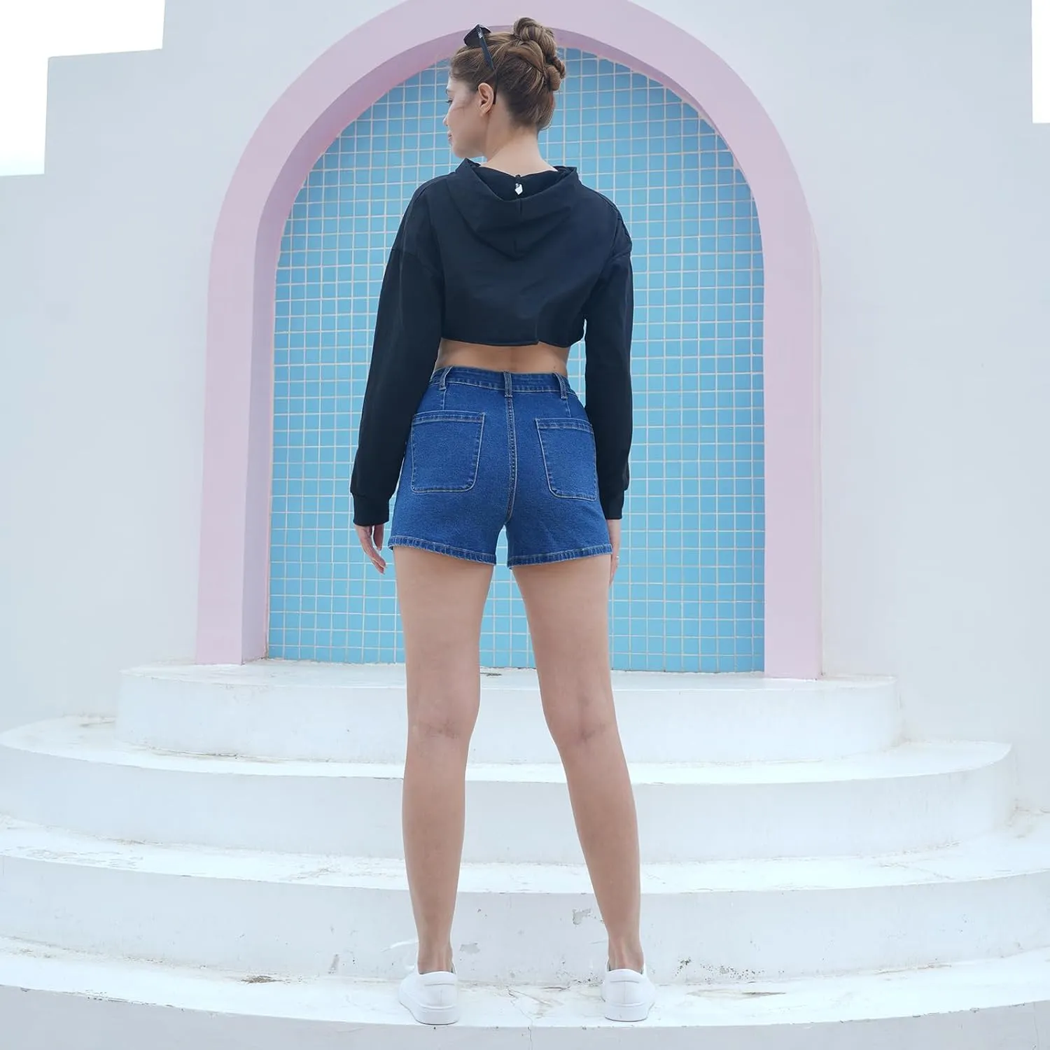 Womens Jean Shorts Fashion Denim Shorts for Women with Pockets Shorts Casual Shorts Stretchy Shorts