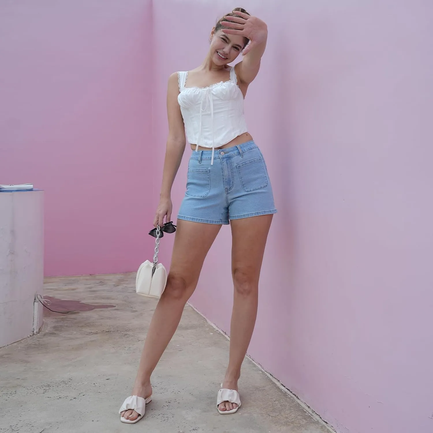 Womens Jean Shorts Fashion Denim Shorts for Women with Pockets Shorts Casual Shorts Stretchy Shorts