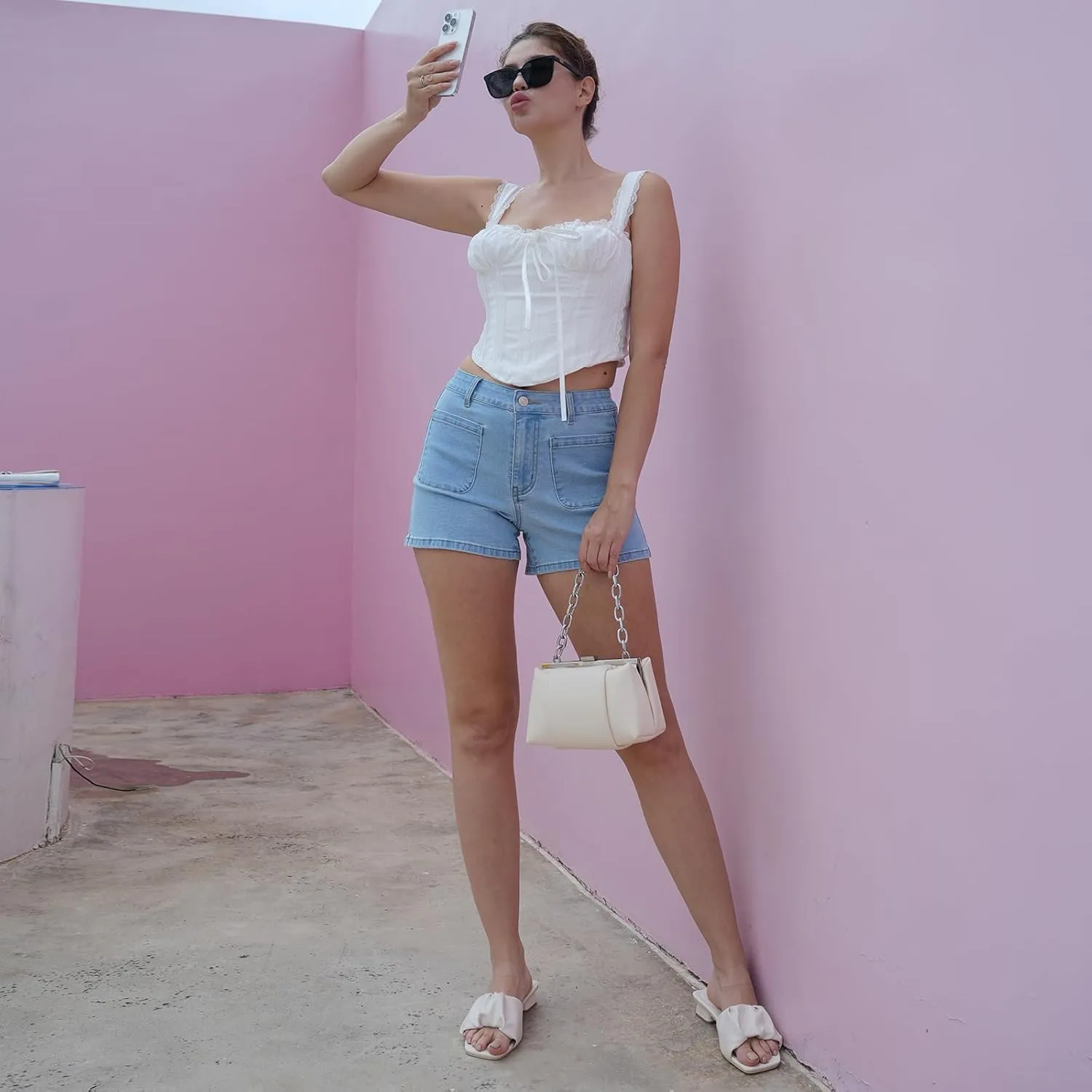 Womens Jean Shorts Fashion Denim Shorts for Women with Pockets Shorts Casual Shorts Stretchy Shorts