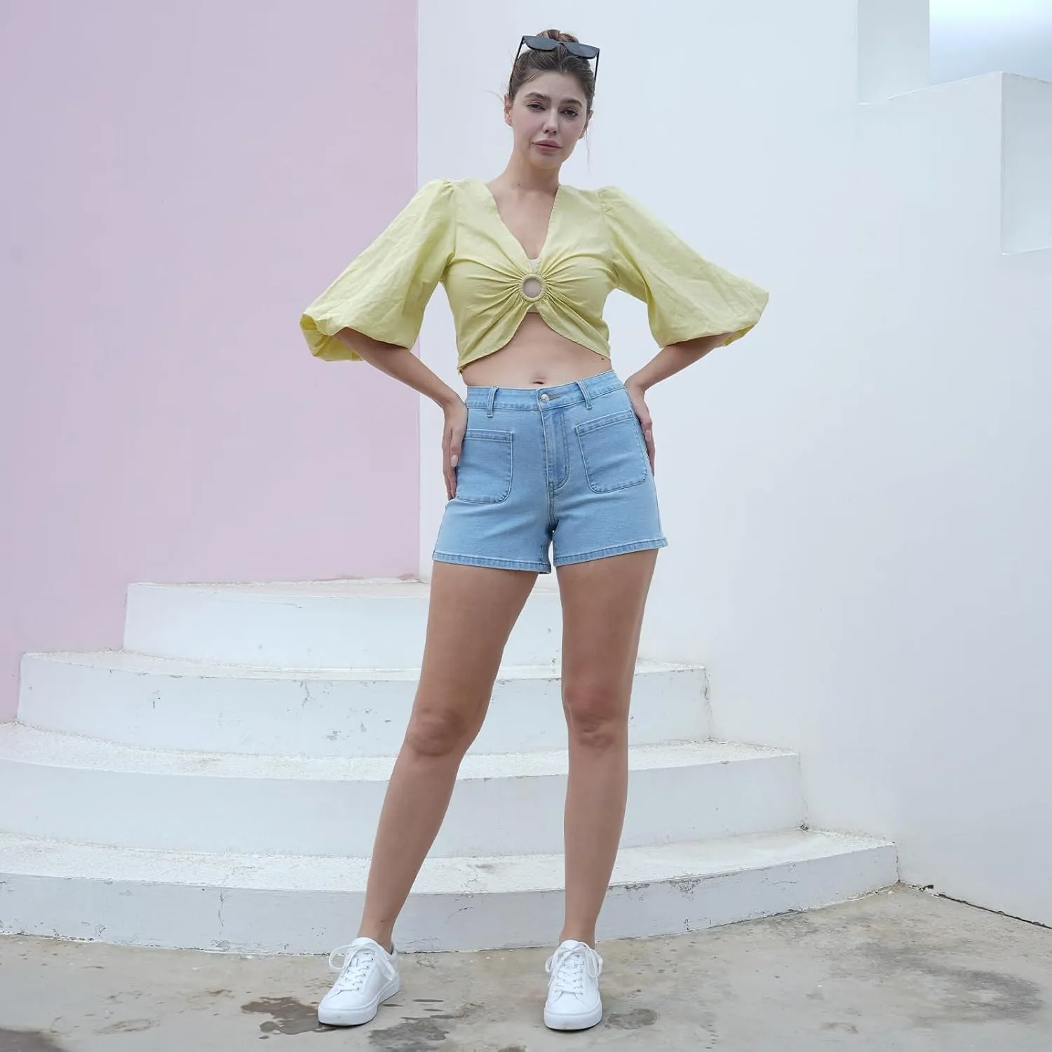 Womens Jean Shorts Fashion Denim Shorts for Women with Pockets Shorts Casual Shorts Stretchy Shorts
