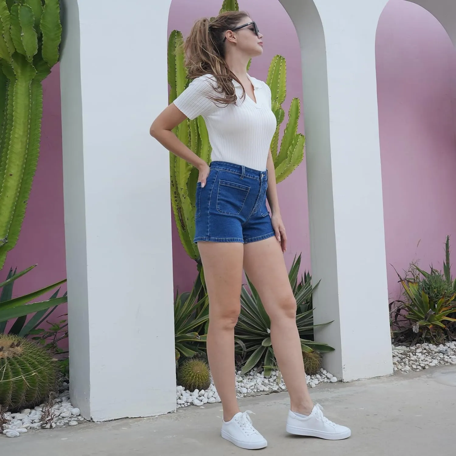 Womens Jean Shorts Fashion Denim Shorts for Women with Pockets Shorts Casual Shorts Stretchy Shorts