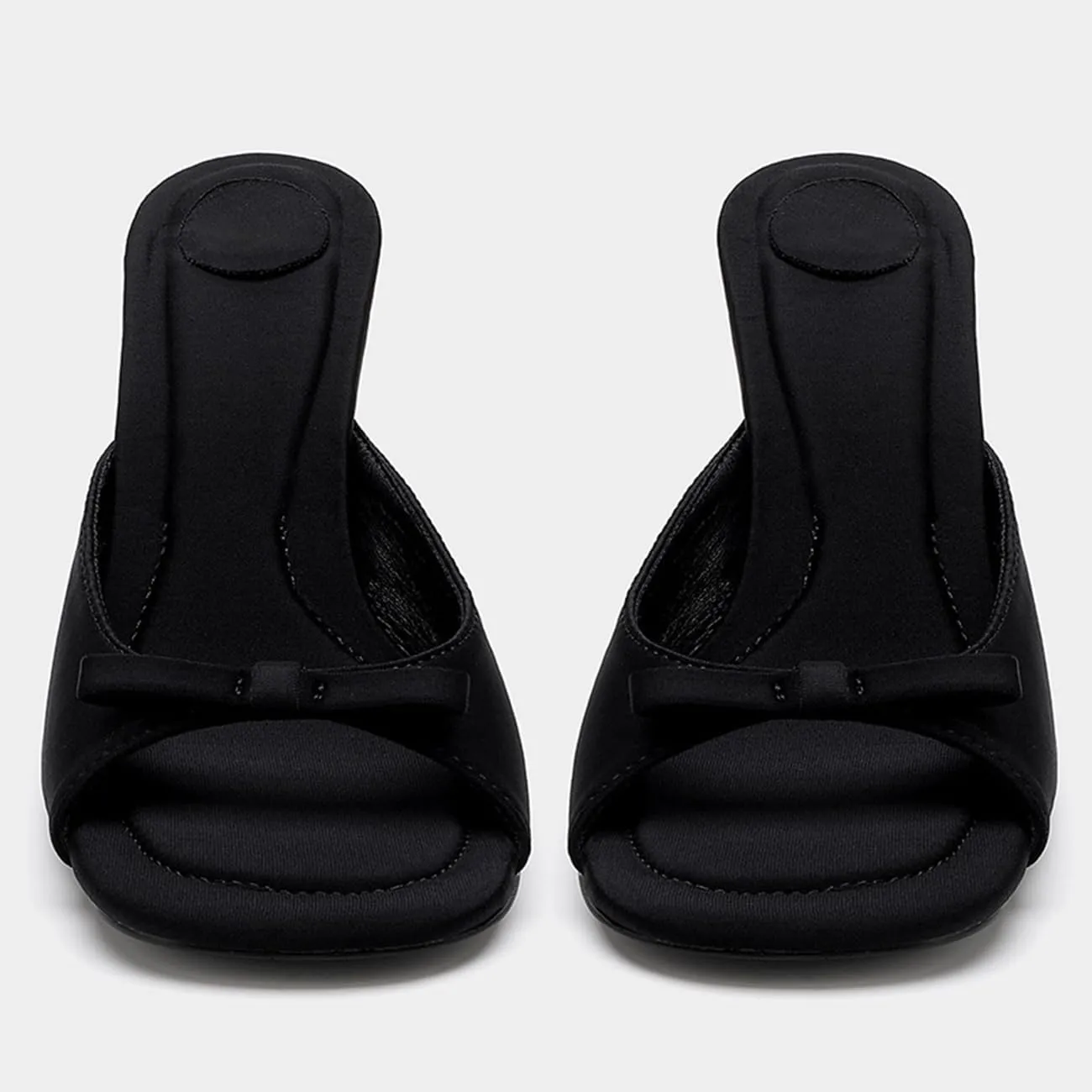 Womens Kitten Heels Bow Mesh Sandals