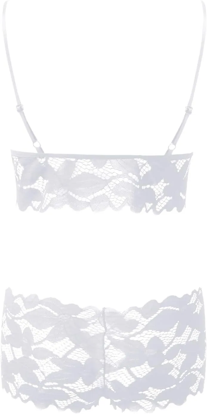 Womens Lingerie Set For Women Sexy Lace Halter Bralette High Waist Panty Set Lingerie for Women Babydoll
