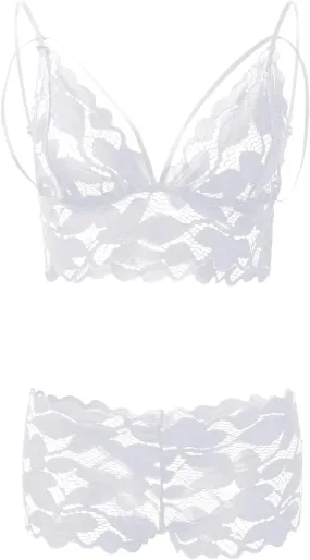 Womens Lingerie Set For Women Sexy Lace Halter Bralette High Waist Panty Set Lingerie for Women Babydoll
